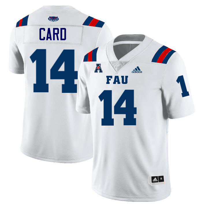 Jade Card FAU Jersey,Florida Atlantic Owls Football Jersey,Uniforms,Gears-White